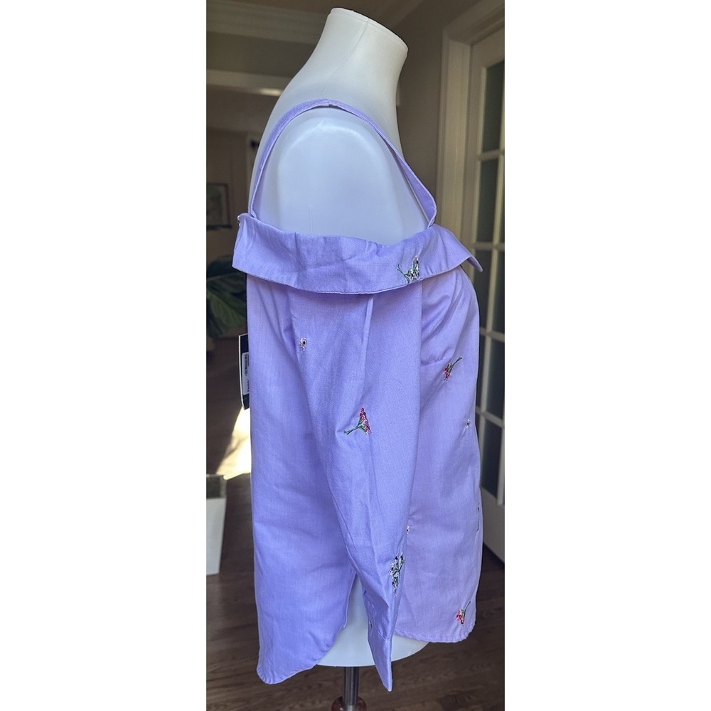 NWT! Romeo & Juliet Couture Lavender Cold-Shoulder Embroidered Button-Front Top - Picture 2 of 6